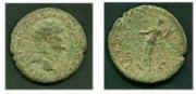 A dupondius from time of Vespasian A.D.69-79.  Obverse-radiate head.  Reverse-Fortuna or Felicitas