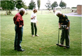 Three people were involved each time, operating the meter and organising the measurement of the squares.  The probes were inesrted in each metre square.